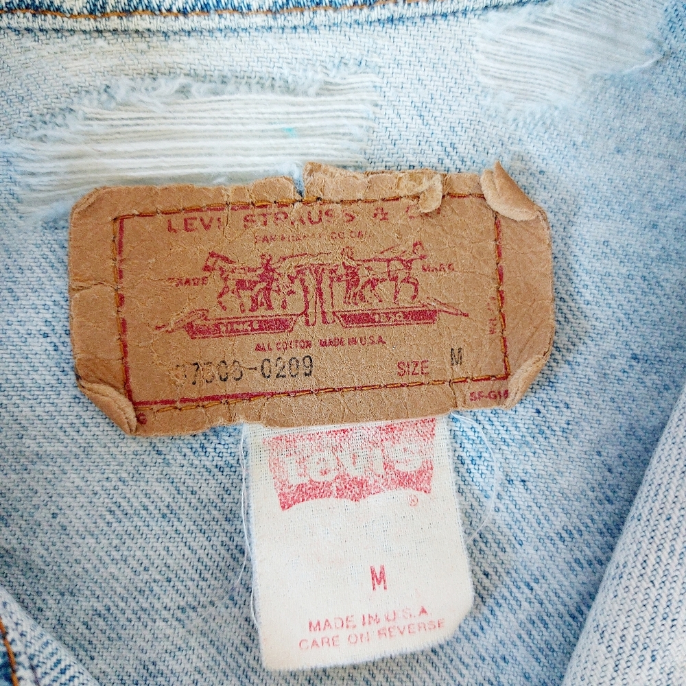 Acid Wash 80s Trucker III Levi Denim Jacket size Medium‎ Women's 57508-0209 Made - Picture 3 of 12